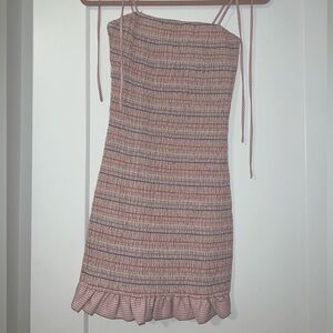 Honey Boutique Pink strip mini dress with bow tie shoulders